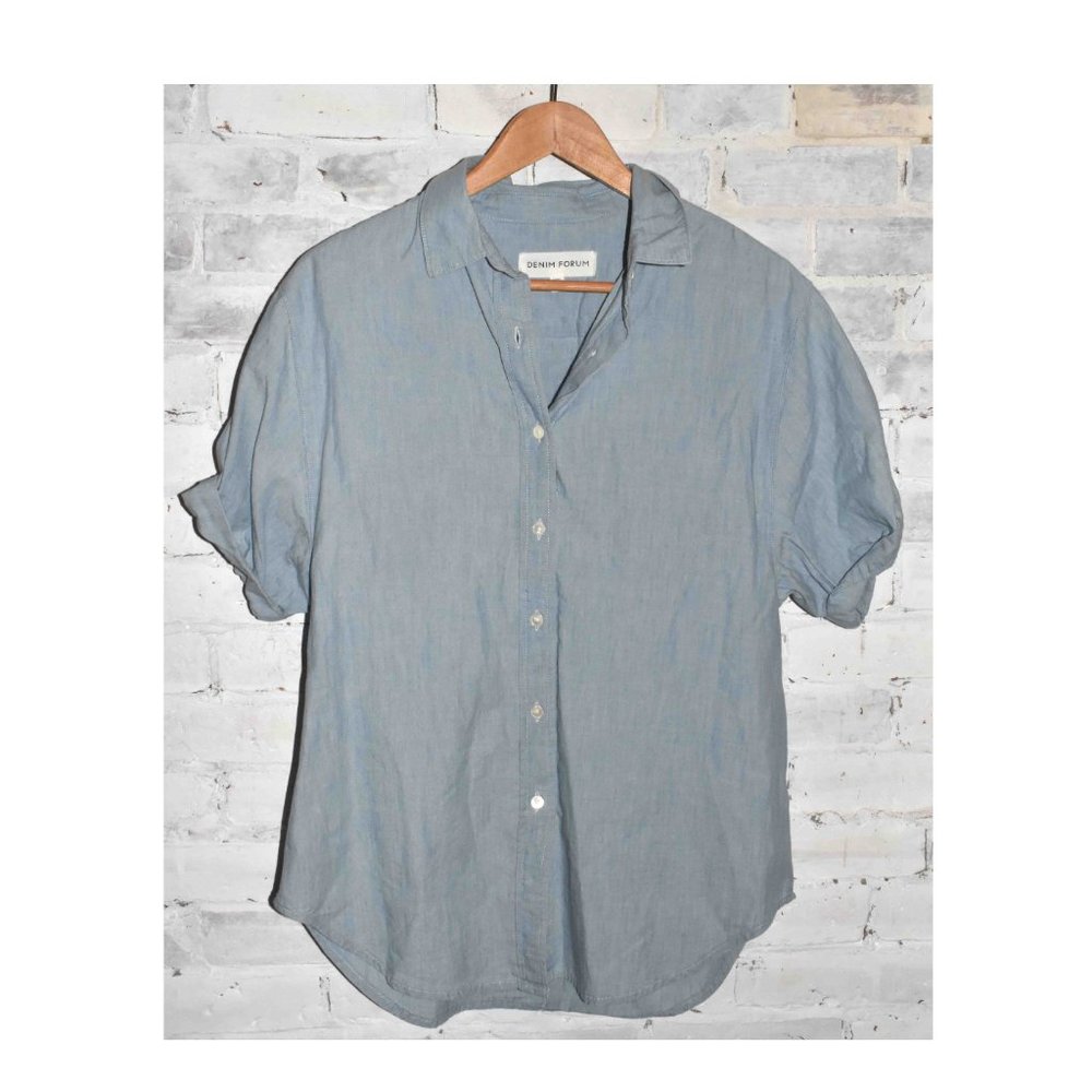 Denim Forum (Aritzia) Jane shirt short sleeve blue button Oxford shirt